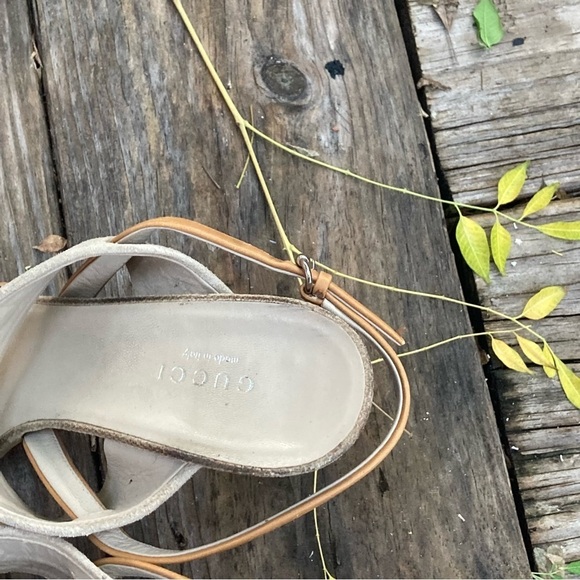 Gucci Sandals Horsebit Miss Bamboo Beige Tan Heels rare ICONIC Rafia and Leather - Picture 6 of 13